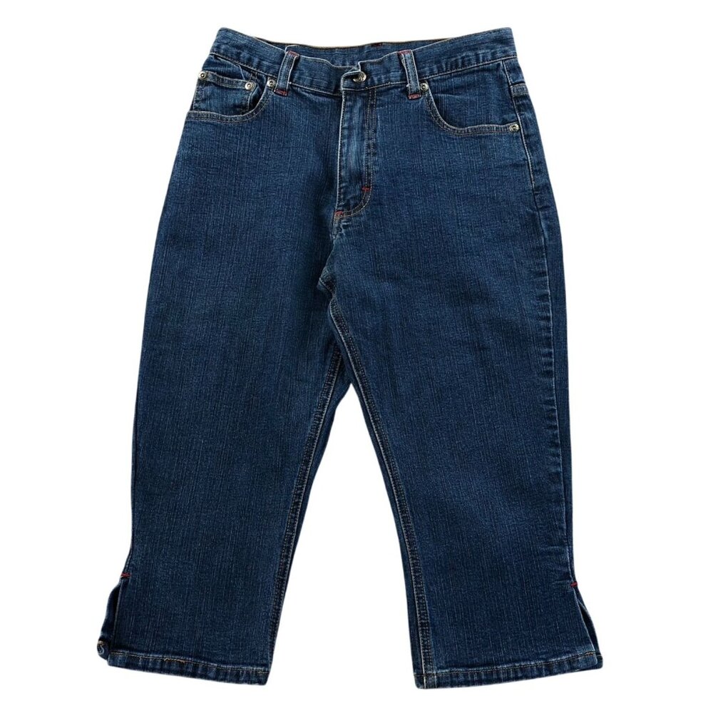Womens Capri Jeans Size 14 S Casual Cropped Classic Blue Denim Summer Mid Rise